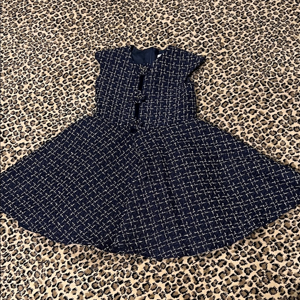 David Charles Girls Size 8 Navy Tweed Fit-and-Flare Girls' Dress